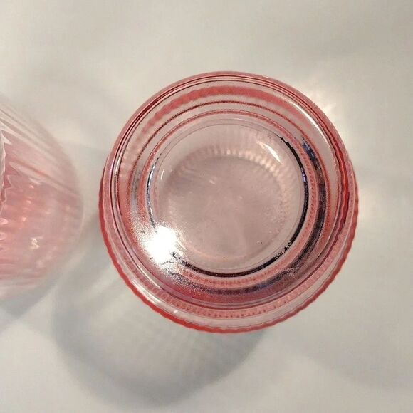 Pink Clear Ribbed Stackable Acrylic 5.5"t Cocktail Glasses Set of 2 - Picture 13 of 15